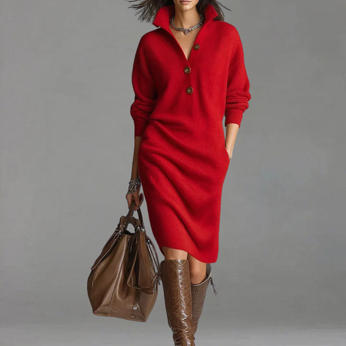 Ada | Dames Jurk Met Kraag en Knopen